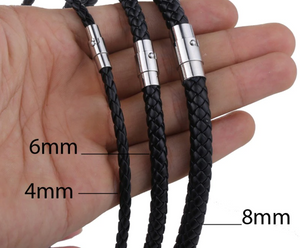Men's Braided Rope Chain-Leather Choker