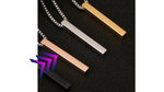 Personalized Name Text Custom Stainless Steel Cuboid Pendant Bar Necklace