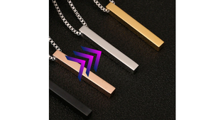 Personalized Name Text Custom Stainless Steel Cuboid Pendant Bar Necklace