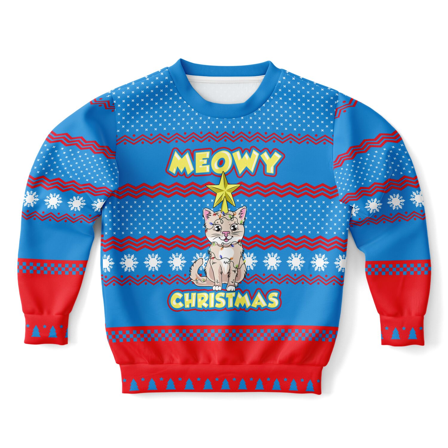 Ugly Holiday Sweater-Meowy Christmas-Humorous-Kids/Youth