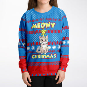 Ugly Holiday Sweater-Meowy Christmas-Humorous-Kids/Youth