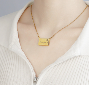 Personalized Custom Photo & Engraved Lettering-Pull-Out Envelope Necklace