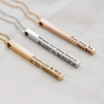 Personalized Name Text Custom Stainless Steel Cuboid Pendant Bar Necklace