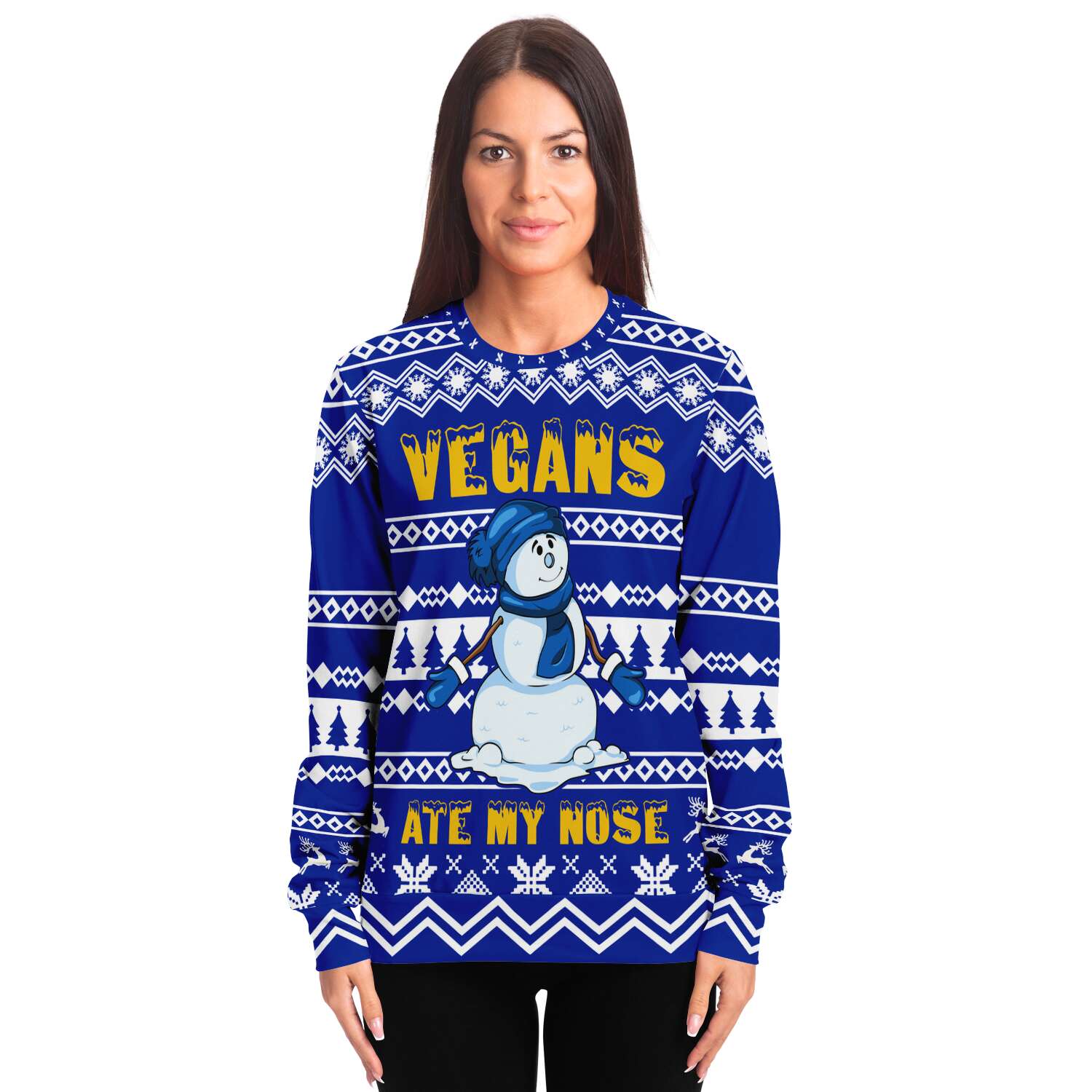 Ugly Holiday Sweater-Vegans Ate My Snowman Nose