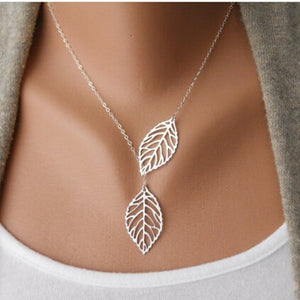 Classy Double Leaf High Fashion Necklace. Available in Silver/Gold. - love myself deals 
