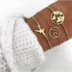 4PCS/Set Bohemian Stone beads chains bracelets Set For Women