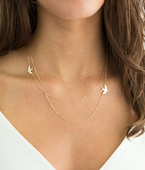 Double Layered Delicate and Modern Birds Necklace Jewlery. - love myself deals 