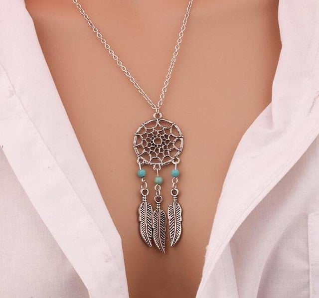 Fashion BohemianTassels Feather Pendant Necklace Jewelry in Silver and Gold. - love myself deals 