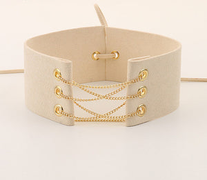 Glamorous Velvet Choker With Gold Color Chains. Available in Multiple Colors. - love myself deals 