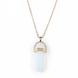 Natural Crystal Pendant Necklace Jewlery in Gold. - love myself deals 