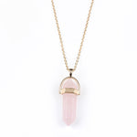 Natural Crystal Pendant Necklace Jewlery in Gold. - love myself deals 