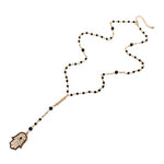 Stylish Gold and Black Beads Evil Eye Hamsa Chain Necklace. - love myself deals 