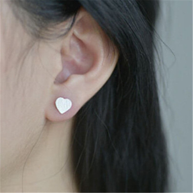 Modern Heart Studs Silver Plated Earrings. - love myself deals 