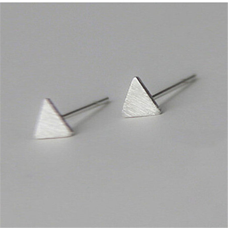 Modern Silver Plated Triangle Stud Earrings. - love myself deals 