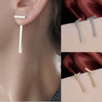 Minimalist Rectangle Long Line Hammer Earrings. - love myself deals 