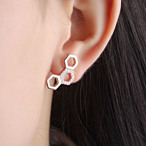 Hexagon Geometric Shape Modern Stud Earrings. - love myself deals 