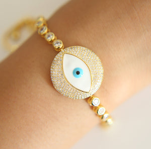 Luxurious Fashion Gold Evil Eye Swarovski Inspired Bracelet. - love myself deals 