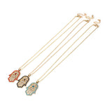 Beaded Swarovski Inspired Hamsa Pendant Gold Necklace in Multi Colors. - love myself deals 