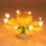 Yellow Musical Lotus Flower Rotating Happy Birthday Candle. - love myself deals 