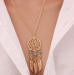 Fashion BohemianTassels Feather Pendant Necklace Jewelry in Silver and Gold. - love myself deals 
