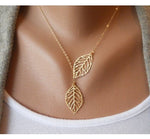 Classy Double Leaf High Fashion Necklace. Available in Silver/Gold. - love myself deals 